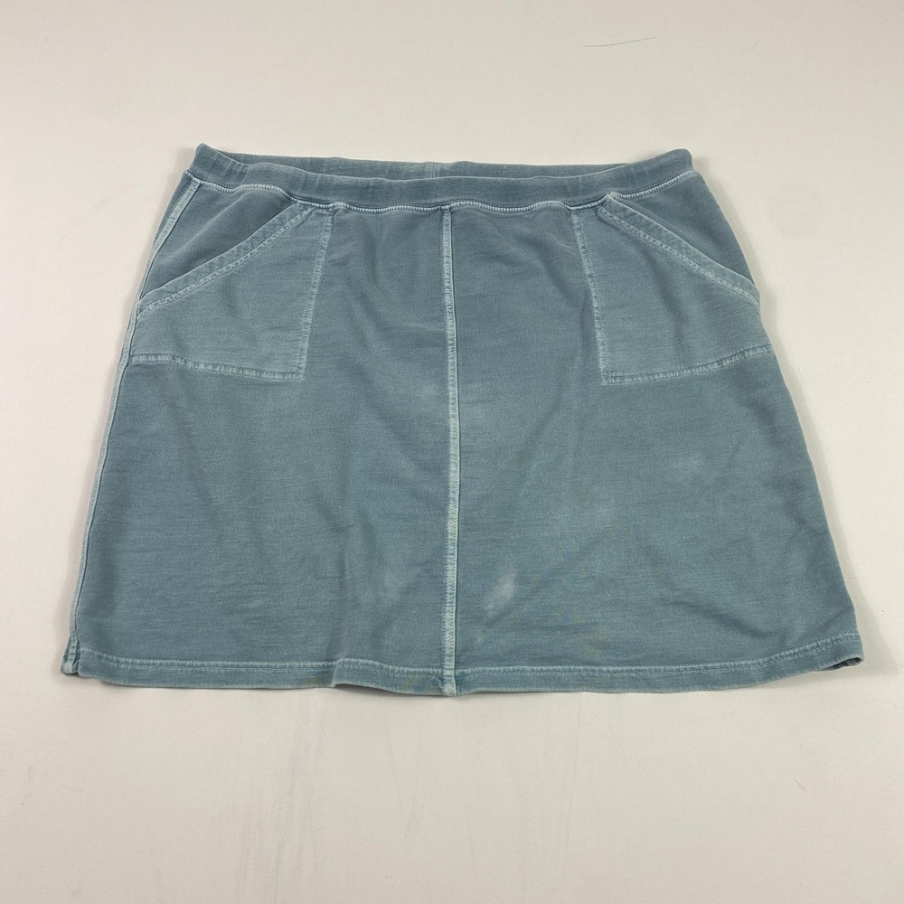 L.L.Bean Skirt Womens XL Blue Cotton Pull-On Drawstring Pockets A-Line Casual